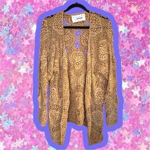 MOSCHINO CHEAP AND CHIC Vintage gold Glitter Crochet Cardigan OS Grunge 90s